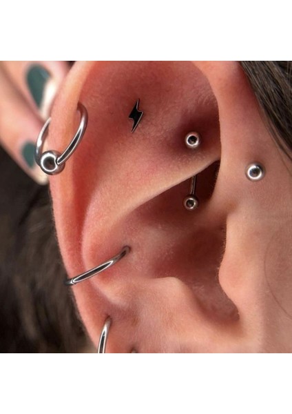 8 mm Cerrahi Çelik Gümüş Renkli Iki Ucu Top Piercing Tragus Helix Conch Lob Daith
