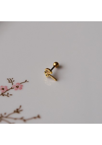 Mini Balta Helix Piercing Kıkırdak Cerrahi Çelik Gold Renk modelleri