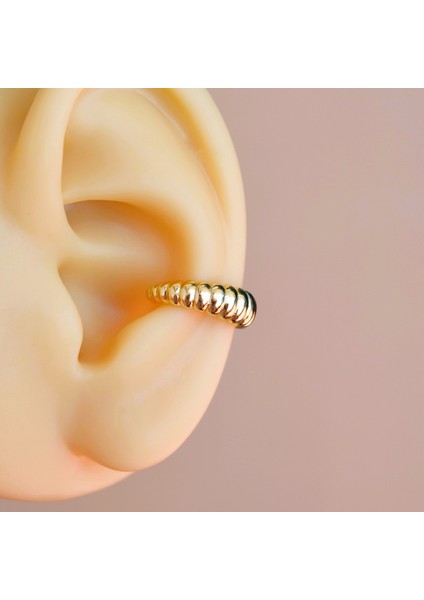 Gold Renk Deniz Kabuğu Model Earcuff Sıkıştırma Kıkırdak Küpe