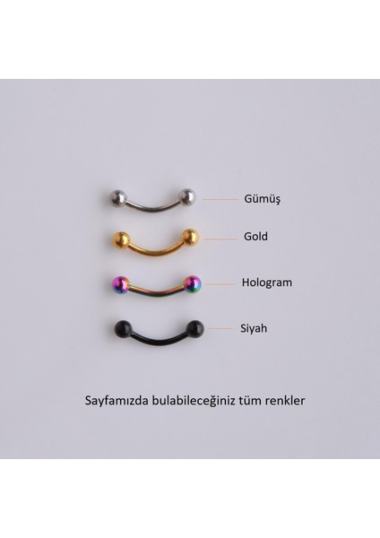 Cerrahi Çelik 8 mm Iki Ucu Toplu Minimal Göbek Piercingi Gold Renkli modelleri