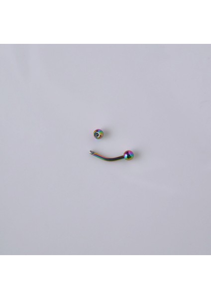 Cerrahi Çelik 8 mm Iki Ucu Toplu Minimal Göbek Piercingi Hologram Renkli modelleri