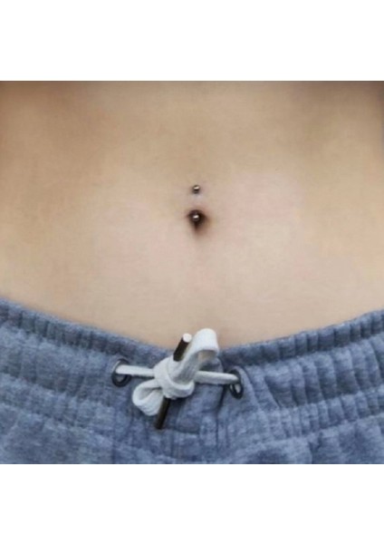 Cerrahi Çelik 8 mm Iki Ucu Toplu Minimal Göbek Piercingi Siyah Renkli modelleri