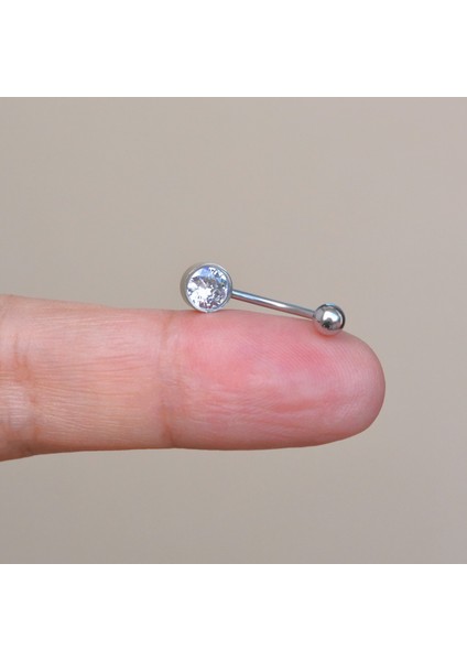 Tektaş Minimal Göbek Piercingi Çelik Silver Renkli