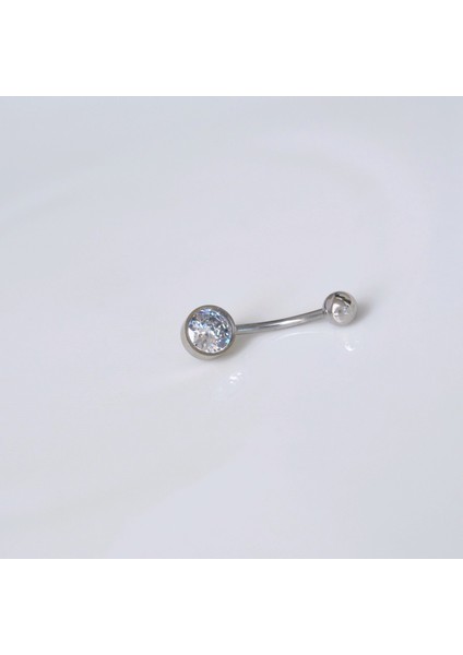 Tektaş Minimal Göbek Piercingi Çelik Silver Renkli