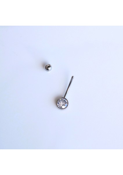 Tektaş Minimal Göbek Piercingi Çelik Silver Renkli