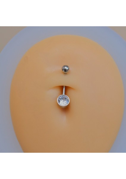 Tektaş Minimal Göbek Piercingi Çelik Silver Renkli