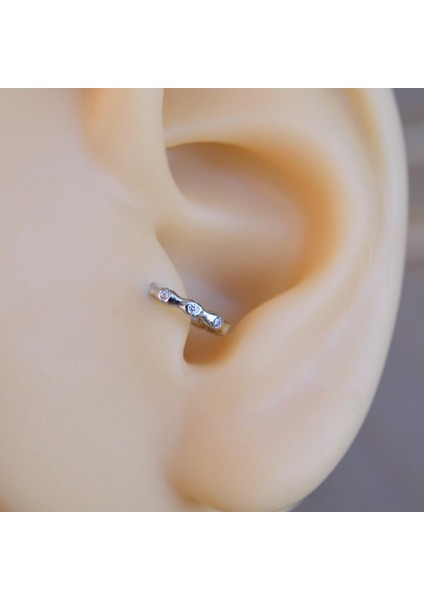 Silver Renk Cerrahi Çelik Ince Halka Tragus Piercing Helix Lob Kıkırdak modelleri