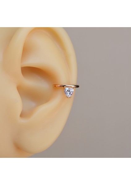 Rose Gold Renk Tektaş Earcuff Sıkıştırma Kıkırdak Küpesi Delik Gerektirmez