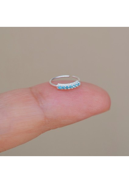 925 Ayar Gümüş Mavi Taşlı Firuze Halka Burun Piercing Turquaz Renkli fiyatları
