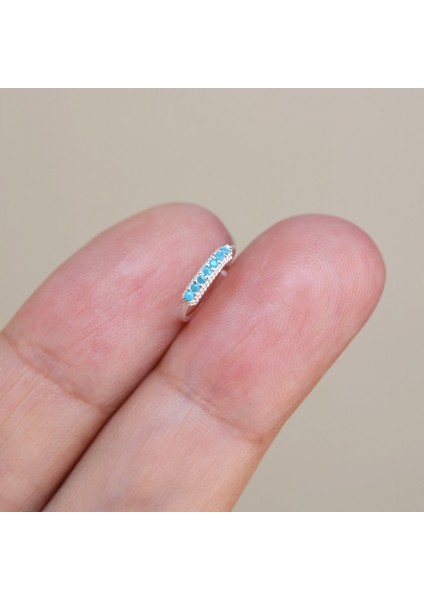 925 Ayar Gümüş Mavi Taşlı Firuze Halka Burun Piercing Turquaz Renkli modelleri