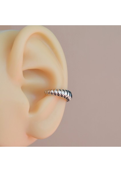 Silver Renk Deniz Kabuğu Model Earcuff Sıkıştırma Kıkırdak Küpe