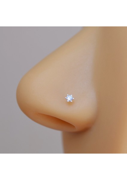 925 Ayar Tektaş Hızma Taşlı Burun Piercing 2 mm