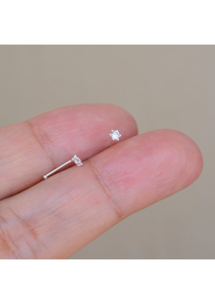 925 Ayar Tektaş Hızma Taşlı Burun Piercing 2 mm