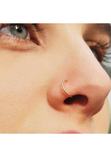 Cerrahi Çelik 10 mm Gold Renk Çelik Halka Burun Piercing Halka Hızma