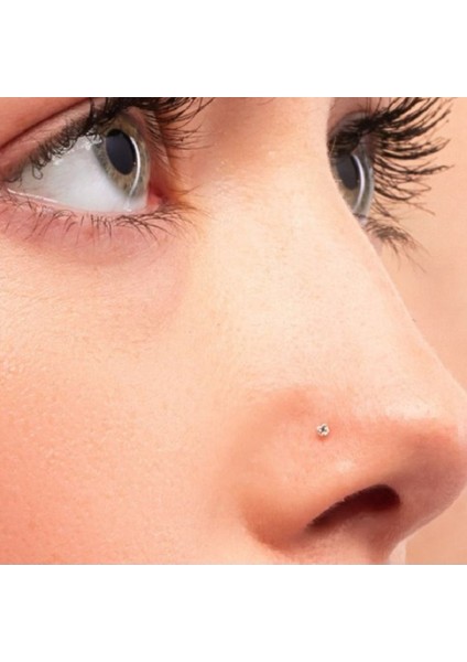 Cerrahi Çelik Gold Renk Tek Taş Burun Piercingi Nostril Screw Çelik Hızma