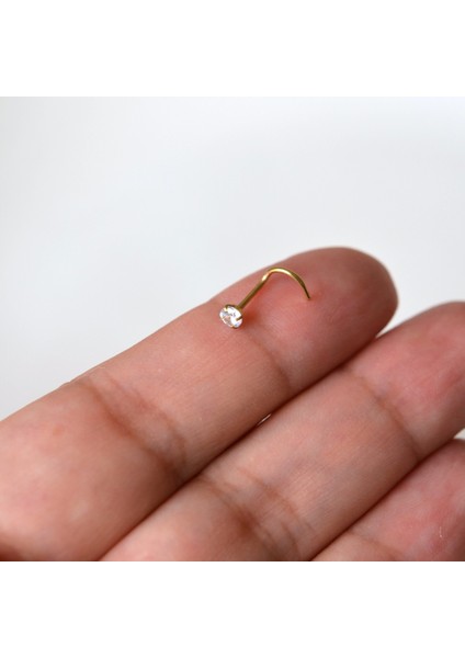 Cerrahi Çelik Gold Renk Tek Taş Burun Piercingi Nostril Screw Çelik Hızma fiyatları