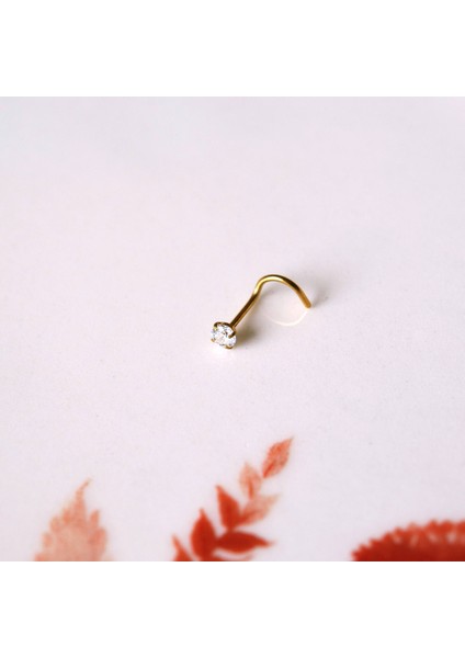 Cerrahi Çelik Gold Renk Tek Taş Burun Piercingi Nostril Screw Çelik Hızma modelleri
