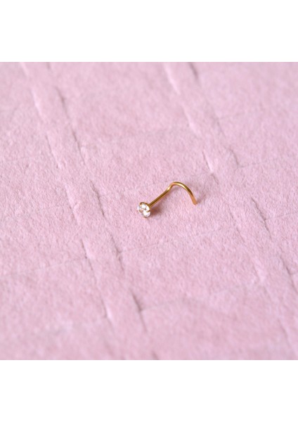 Cerrahi Çelik Gold Renk Tek Taş Burun Piercingi Nostril Screw Çelik Hızma fırsatları