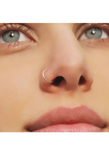 Cerrahi Çelik 10 mm Silver Renk Çelik Halka Burun Piercing Halka Hızma