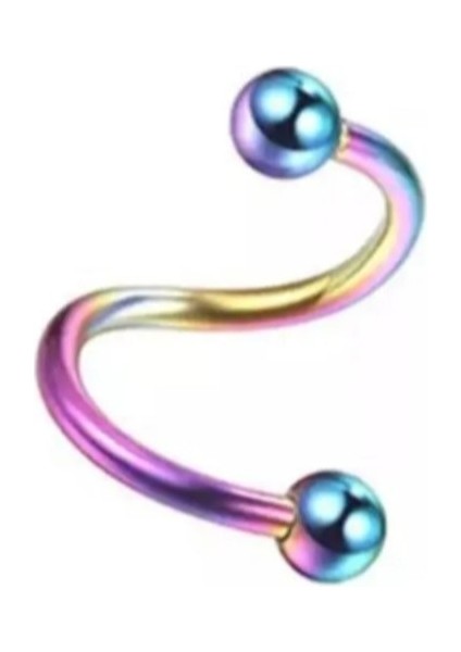 Hologram Renkli Renk Cerrahi Çelik Spiral Piercing Kulak Dudak Burun Kaş Kıvrımlı Piercing