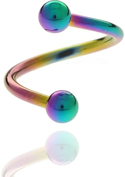 Hologram Renkli Renk Cerrahi Çelik Spiral Piercing Kulak Dudak Burun Kaş Kıvrımlı Piercing modelleri