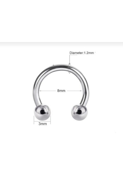 Cerrahi Çelik Ucu Toplu Burun Piercingi 8 mm Silver Renk