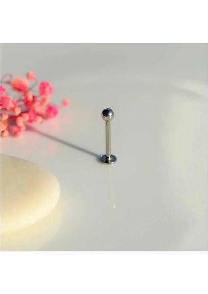 Cerrahi Çelik Ucu Toplu Dil Dudak Piercingi 8 mm Gümüş Renk fırsatları
