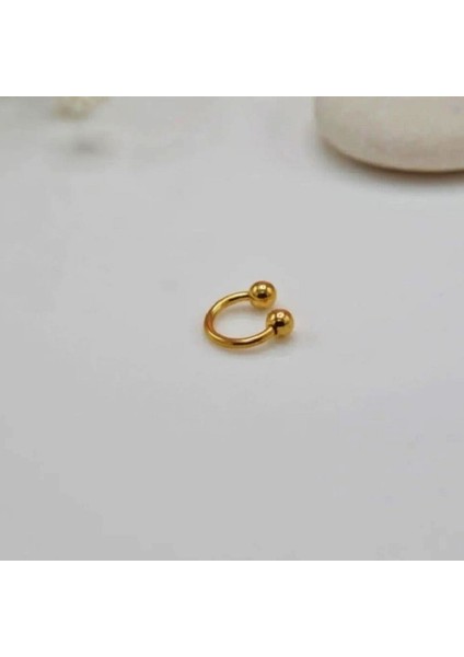 6 mm Düz Çelik Tragus Helix Piercing Gold Renk Ucu Toplu