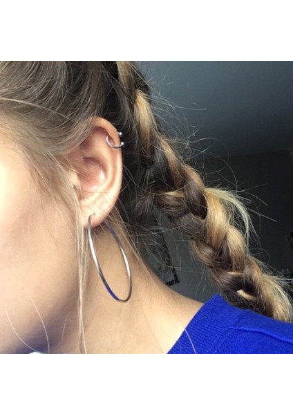 6 mm Düz Çelik Tragus Helix Piercing Silver Renk Ucu Toplu