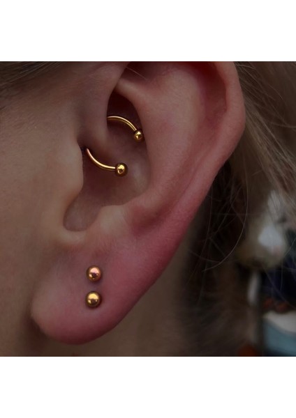 8 mm Düz Çelik Tragus Helix Piercing Rook Daith Gold Renk Ucu Toplu