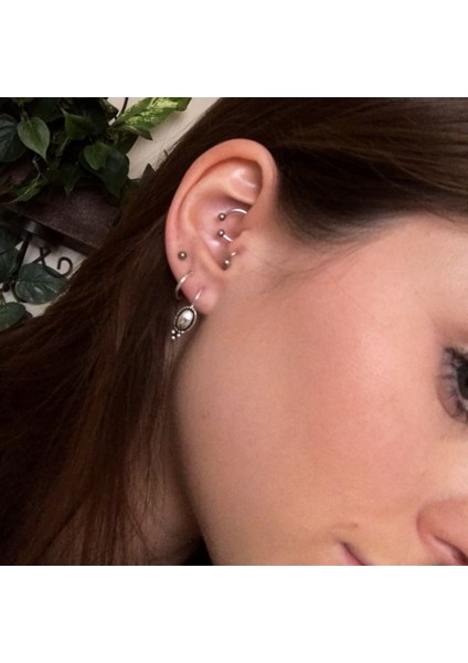 8 mm Düz Çelik Tragus Helix Piercing Rook Daith Silver Renk Ucu Toplu