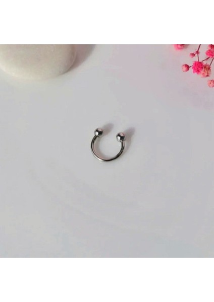 8 mm Düz Çelik Tragus Helix Piercing Rook Daith Silver Renk Ucu Toplu