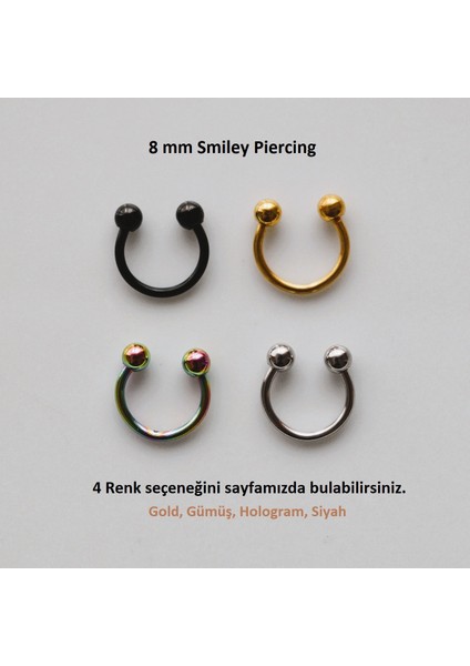 8 mm Düz Çelik Tragus Helix Piercing Rook Daith Silver Renk Ucu Toplu