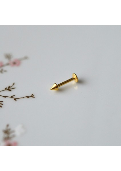 Cerrahi Çelik Sivri Uçlu Tragus Piercing Helix Kıkırdak 8 mm Gold Renk