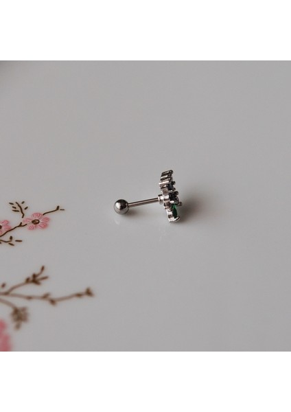 Mor Çiçekli Helix Piercing Kıkırdak Cerrahi Çelik Gümüş Renk fırsatları