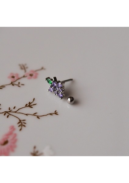 Mor Çiçekli Helix Piercing Kıkırdak Cerrahi Çelik Gümüş Renk indirimleri