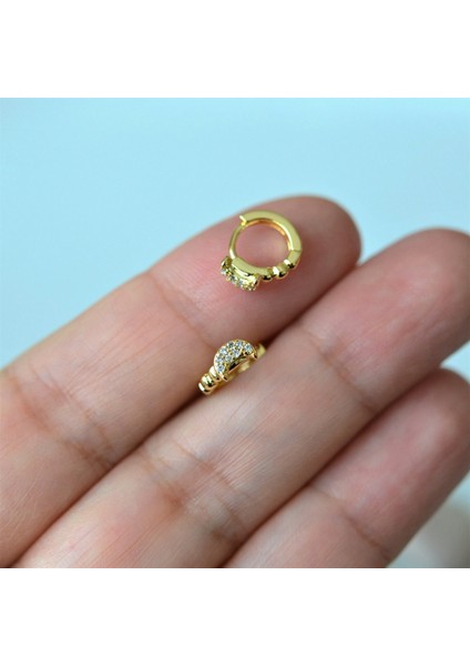 Gold Renk Cerrahi Çelik Ay Modelli Halka Tragus Piercing Helix Lob Kıkırdak