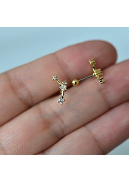 Gold Renk Cerrahi Çelik Taşlı Mini Yıldızlar Helix Piercing Lob Kıkırdak Tragus fiyatları