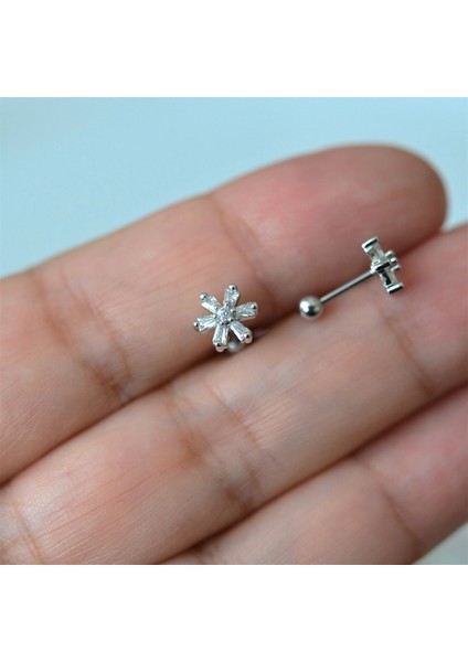 Gümüş Renk Cerrahi Çelik Çiçek Piercing Helix Lob Kıkırdak Tragus fiyatları