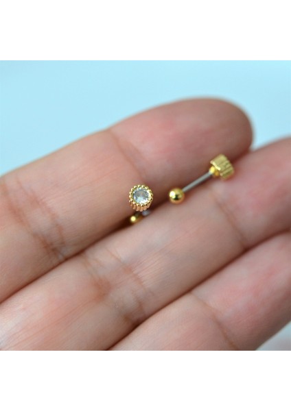 Gold Cerrahi Çelik Tektaş Piercing Helix Lob Kıkırdak Tragus fiyatları