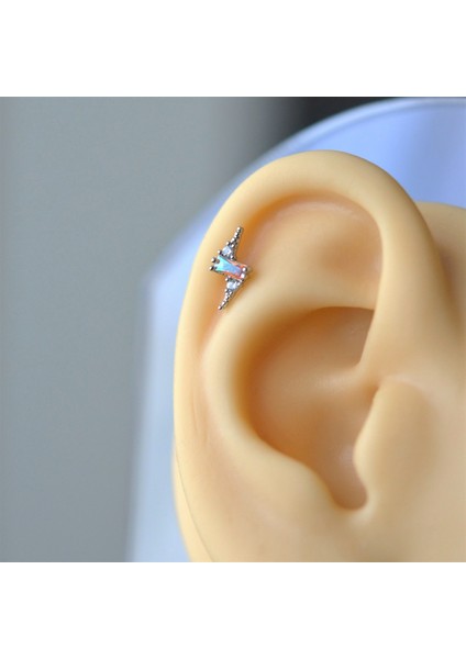 Gümüş Renk Cerrahi Çelik Şimşek Modelli Piercing Helix Lob Kıkırdak Tragus