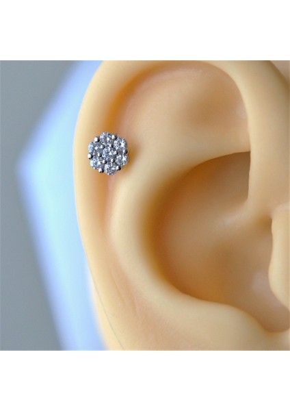 Gümüş Renk Cerrahi Çelik Çiçek Piercing Helix Lob Kıkırdak Tragus fiyatları