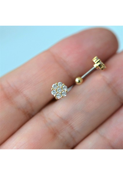 Gold Cerrahi Çelik Çiçek Piercing Helix Lob Kıkırdak Tragus