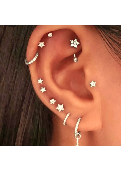 Cerrahi Çelik Yıldız Taşlı Piercing Tragus Helix Kıkırdak Conch 8 mm Gold Renk fiyatları