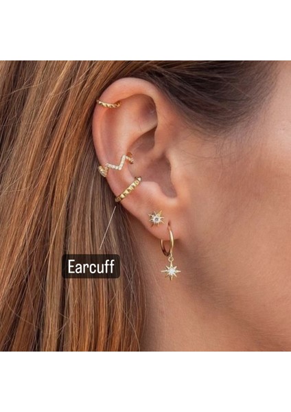 Altın Kaplama Gold Ince Earcuff Sıkıştırma Kıkırdak