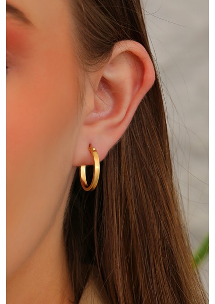 Altın Küpe 14 Ayar Altın Oval Halka Köşeli Küpe-2,00 cm fiyatları