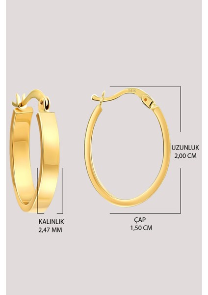 Altın Küpe 14 Ayar Altın Oval Halka Köşeli Küpe-2,00 cm fırsatları