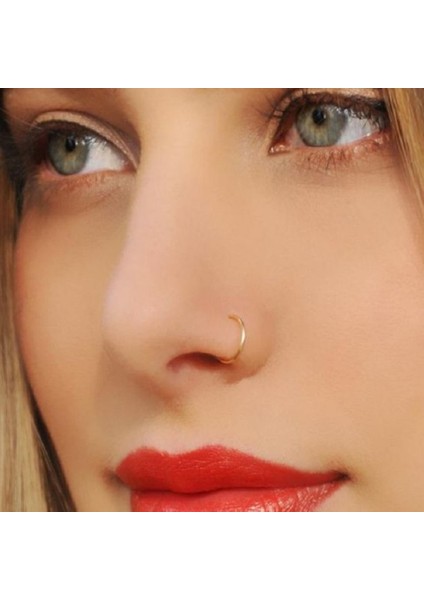 925 Ayar Gümüş Halka Hızma Burun Piercing 10 mm Gold