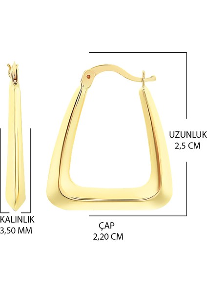 Altın Küpe 14 Ayar Altın Üçgen Küpe-2,50 cm