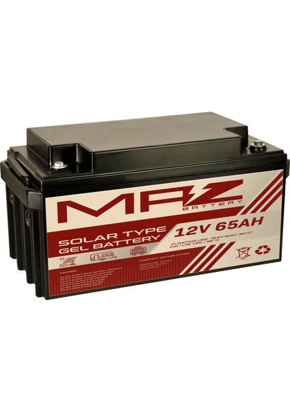 12 Volt 65 Amper (Ah) Solar Jel VRLA Akü (Yeni Üretim)